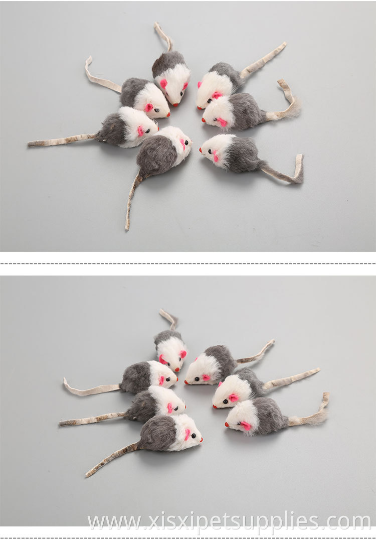Rabbit Fur mice cat toy with rattle